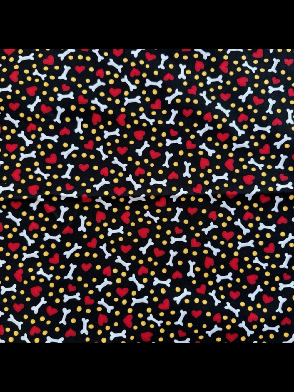 Robert Kaufman Cute To Boot Hearts Dog Bones Black Quilting Cotton 1 yard